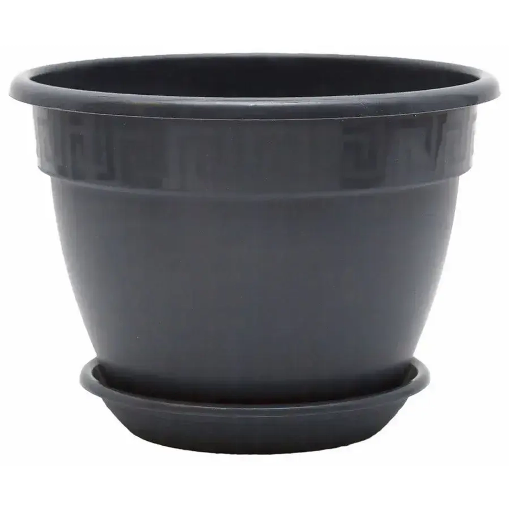 Горшок Антик, D17, 1,6 л, антрацит с поддоном