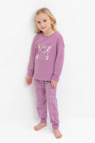 пижама  для девочки  К 1567/светло-лиловый,шотландская клетка