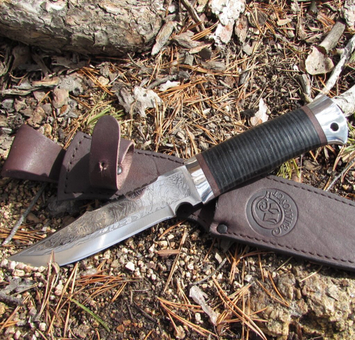 Нож туристический НС-01А (40Х10С2М) гравировка, алюминиевые вставки (Златоуст)