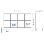 Стеллаж - IKEA KALLAX, 147х39х94 см, под беленый дуб/черный, КАЛЛАКС ИКЕА