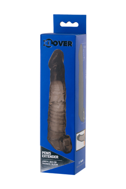 Насадка на пенис XLover by TOYFA, для увеличения размера, TPE, черный, прозрачный, 22.5 см