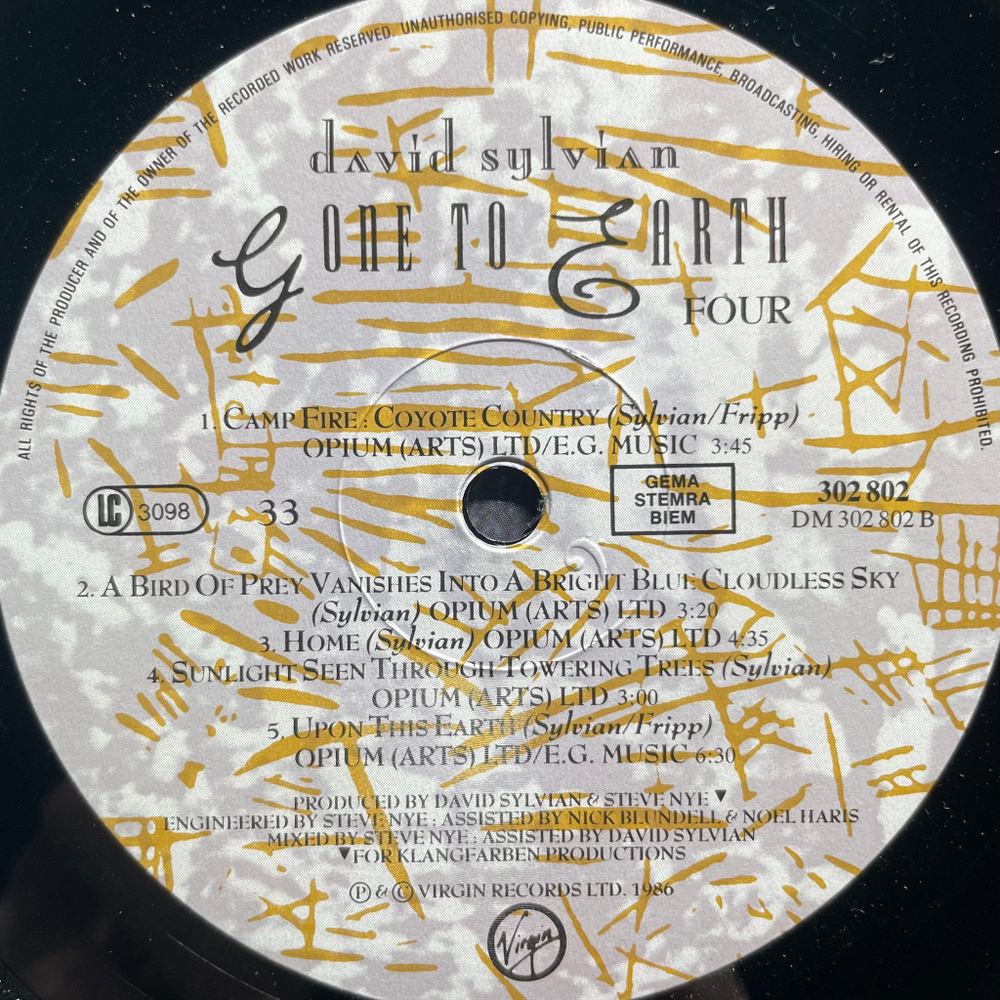 David Sylvian - Gone To Earth 2LP (Европа 1986г.)