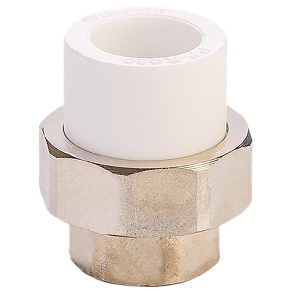 Муфта комбинированная ППР разъемная PPRC ВР 20х1" Lammin внутренняя резьба, белая (уп. 20 шт)