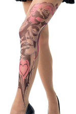 Колготки с принтом в виде девушки-калавера (Размер: S-M-L) (Цвет: бежевый)