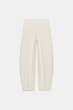 ZARA ЗАУЖЕННЫЕ ДЖИНСЫ С ВЫСОКОЙ ПОСАДКОЙ — ZW COLLECTION, ЦВЕТ СЛИВОЧНОГО МАСЛА