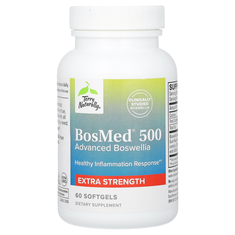 Terry Naturally, BosMed 500, босвеллия, улучшенная формула, 60 капсул (500 мг в 1 капсуле)