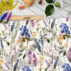 Ткань премиум интерлок акварельная гербария