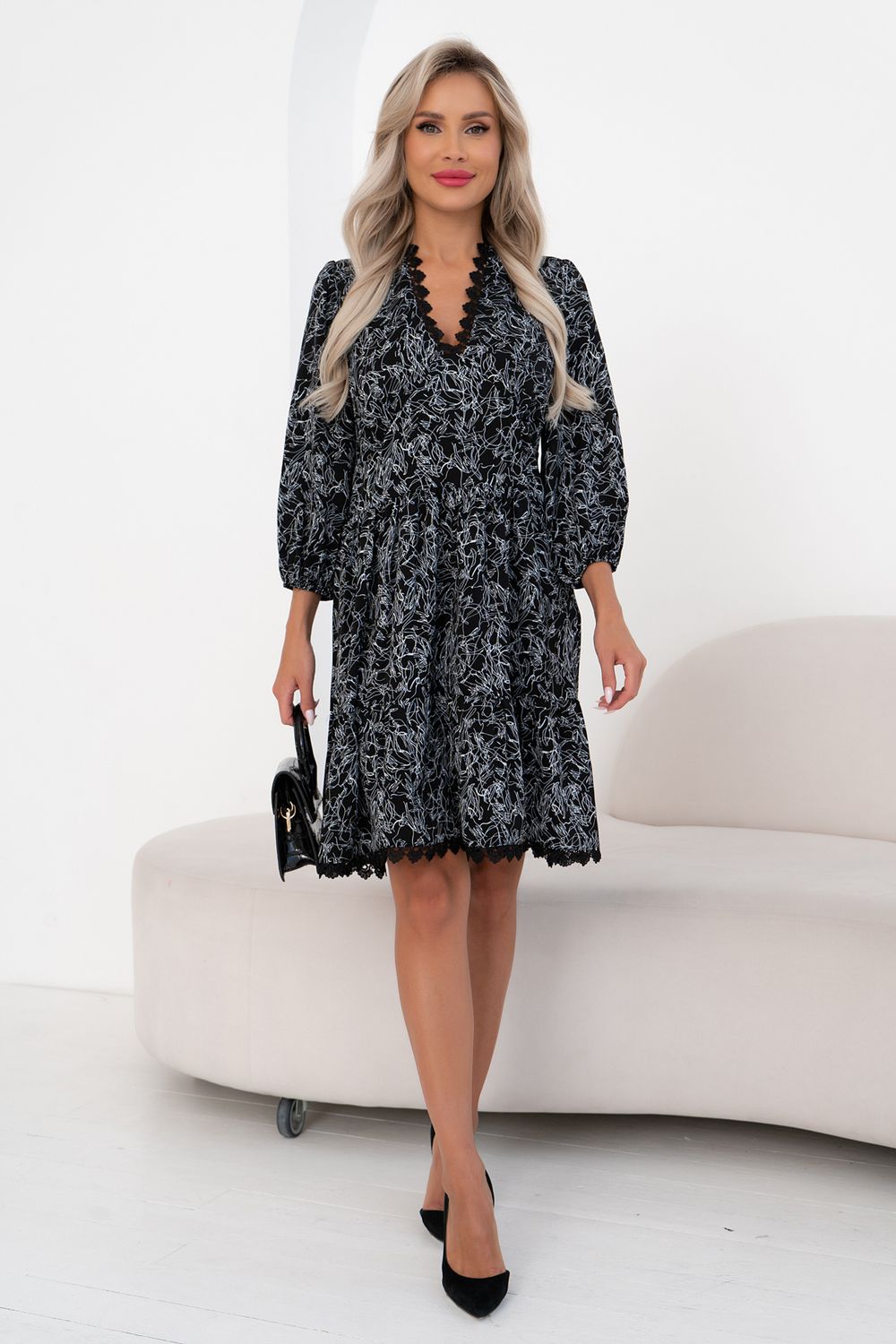 Платье Алика(черный/белый) Р11-1142 Nikol (Акция)