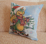 Декоративный гобеленовый чехол для интерьерной подушки Дракоша 38*38