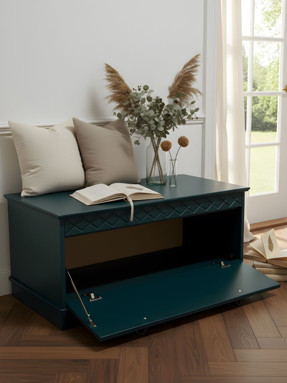 Сундук в прихожую Индра, 91х40х41.5, из МДФ, изумруд, Dipriz