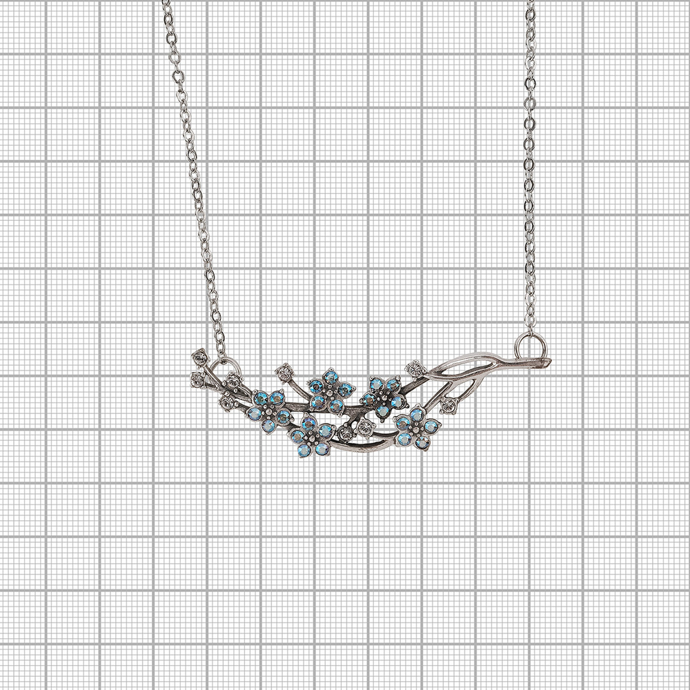 "Элэна" колье в серебряном покрытии из коллекции "Хрустальный сад" от Jenavi с замком карабин