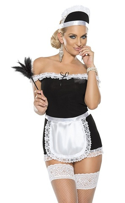 Костюм старательной горничной из 3 предметов (Размер: XL-XXL) (Цвет: черный с белым)