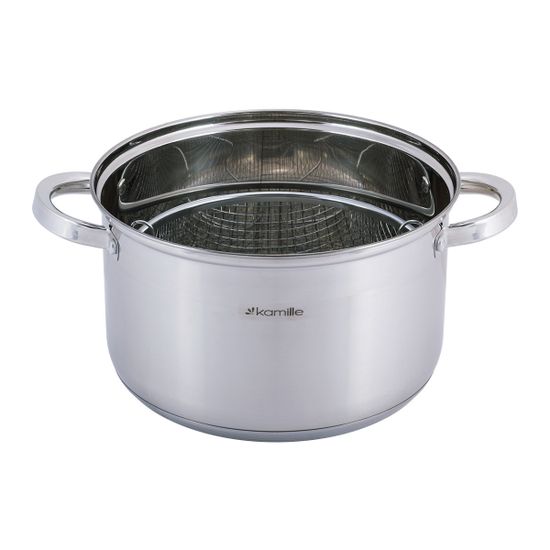 Кастрюля 6,5 л. с сеткой для фритюра Kamille KM-5625S из нержавеющей стали