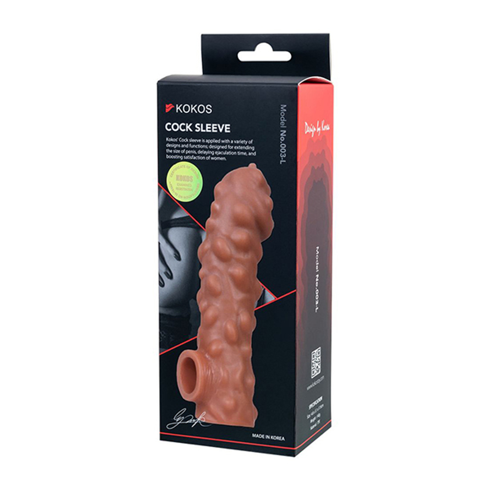 Насадка на фаллос 17,6см с крупными бугорками Kokos Cock Sleeve 003 Size L