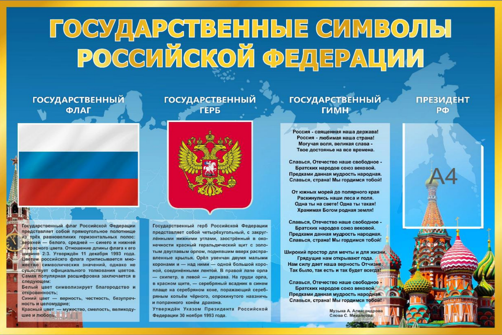 Информационный стенд "Государственные символы РФ"