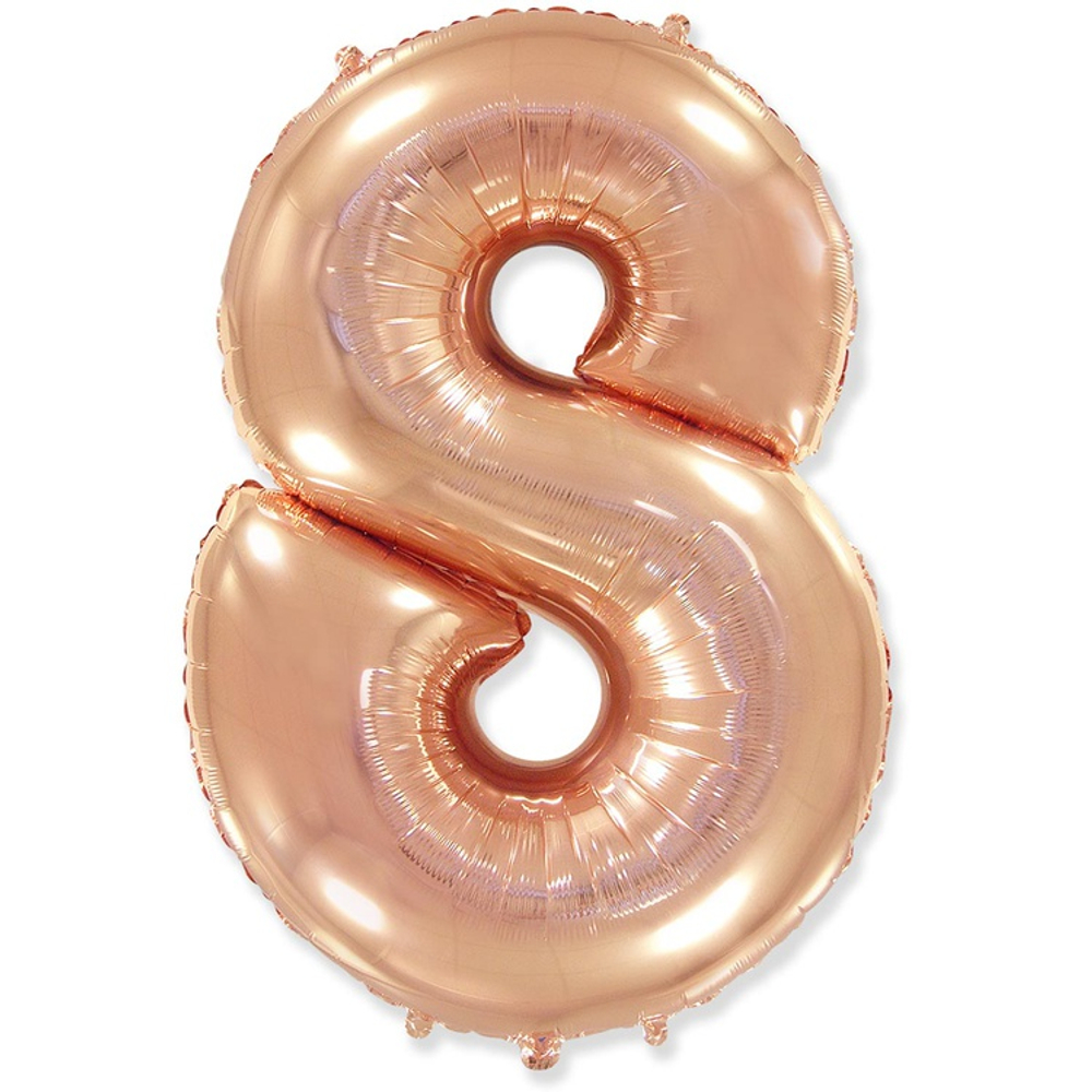 Шар фольгированный Цифра 8 101 см (Розовое Золото)