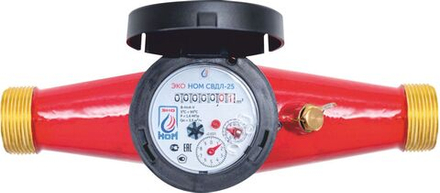 Водосчетчик ЭКО НОМ DN25 СВ ДЛ-25 ДГ +КМЧ (10л/имп) в сборе