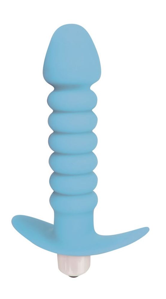 Анальная втулка с вибрацией sweet toys голубая 11,5 см