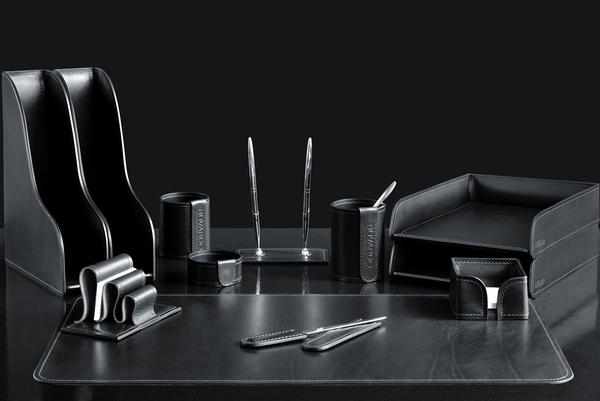 Настольный набор для руководителя 12 предметов из кожи Full Grain Black