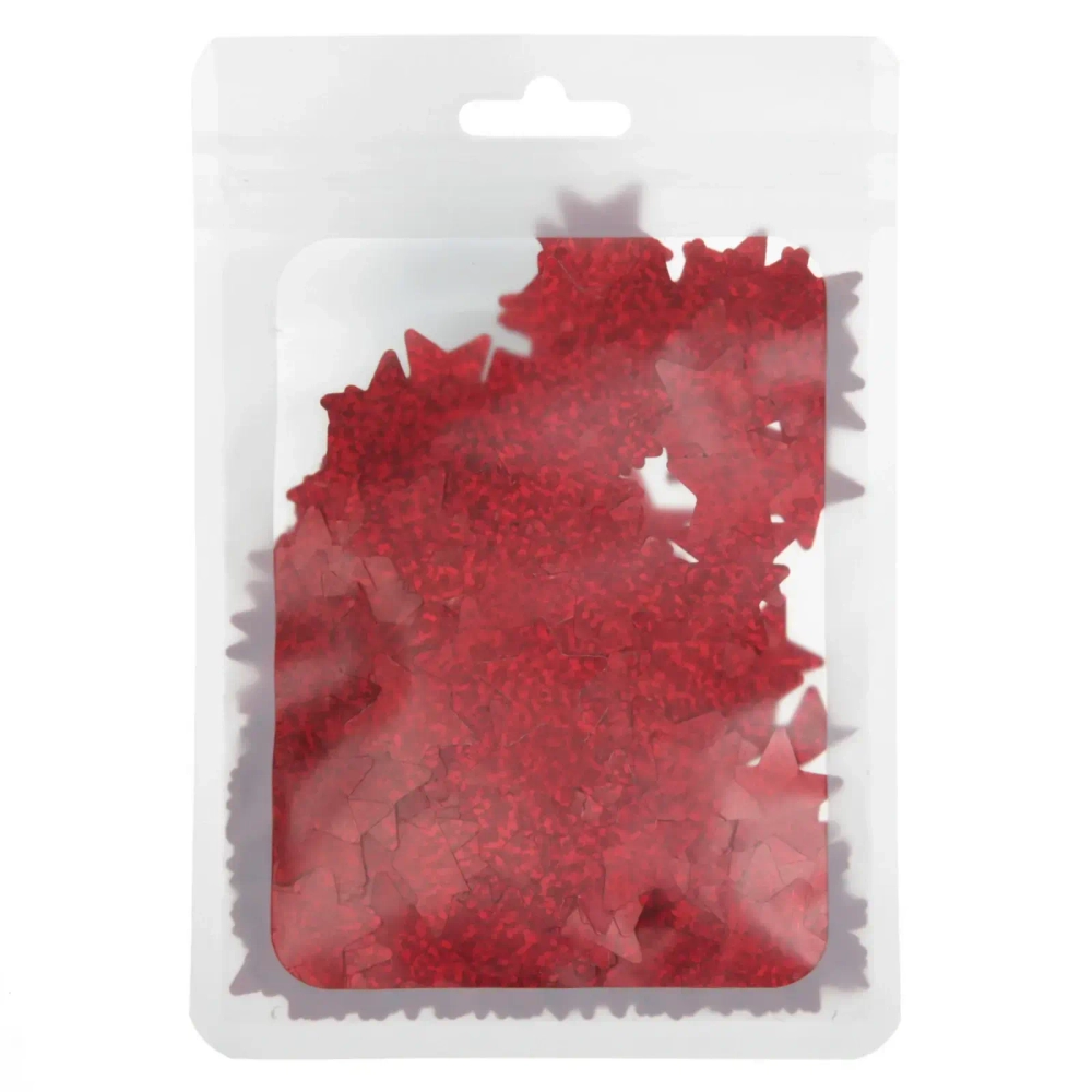 Конфетти «Звездочки галограмма» 15 г (2 см), Красный