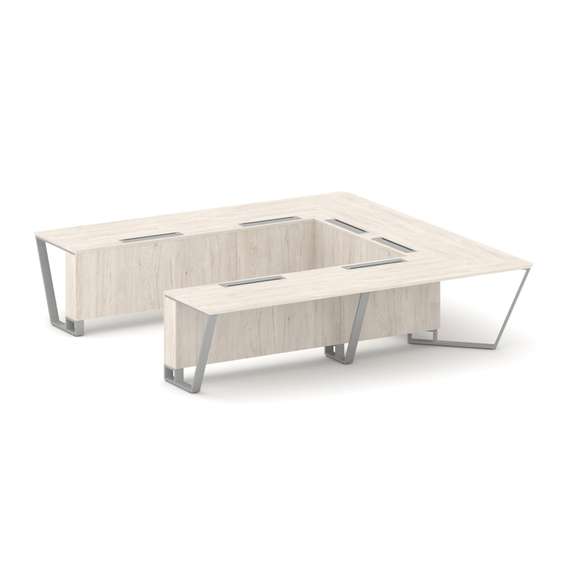 Steel Meet Стол переговорный П-образный KDK-PR.B.SP-11P Денвер Светлый/Металл Серый 3200*3200*750