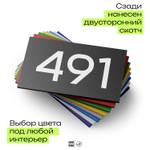 Номер на дверь 491, табличка на дверь для офиса, квартиры, кабинета, аудитории, склада, черная 120х70 мм, Айдентика Технолоджи
