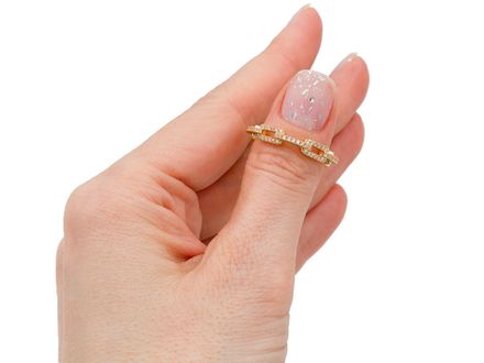 Кольцо "Цепь" 4мм, со стразами, разъемное