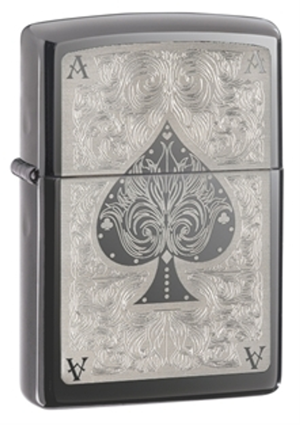 Зажигалка Zippo Classic с покрытием Black Ice, латунь/сталь, чёрная, глянцевая, 36x12x56 мм