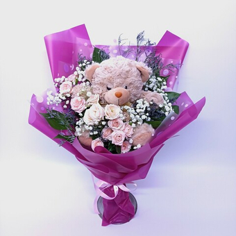 Букет с игрушкой "Мишутка"