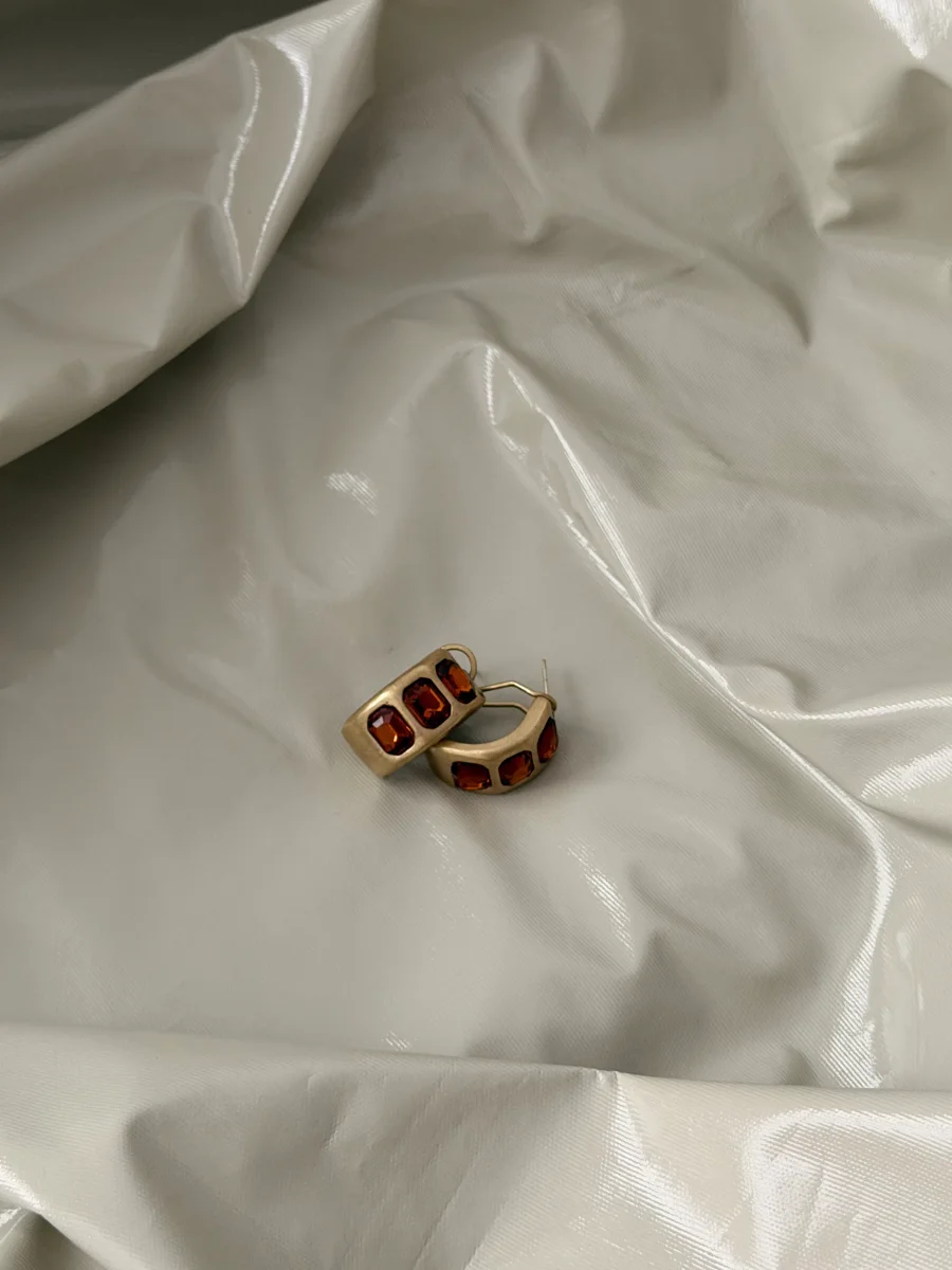Серьги винтажные Гранат, Золотые