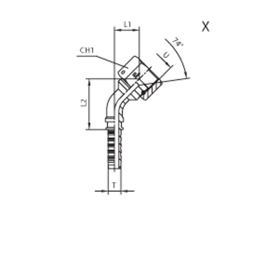 Фитинг DN 50 JIC (Г) 2.1/2 (45) (штифтованная гайка)