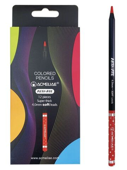 Карандаши цвет. 12цв  Acmeliae Blackwood Artmate, супермягкие, утолщенный грифель 4мм
