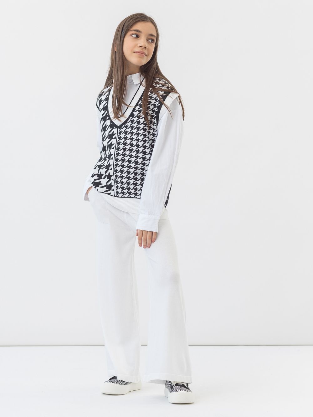 Жилет черно-белый для девочки арт. АТ951