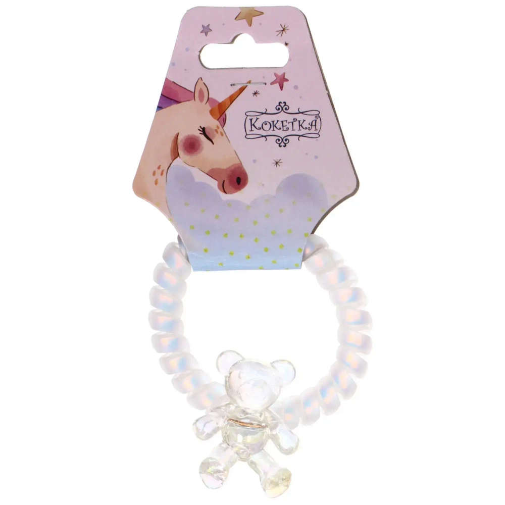 Резинка для волос силиконовая «MARZIPAN», мишка, цвет белый, d-5,5см (подвес Единорог)