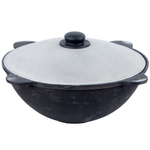 Казан 12л узбекский чугунный с алюминиевой крышкой, плоское дно (г.Наманган)