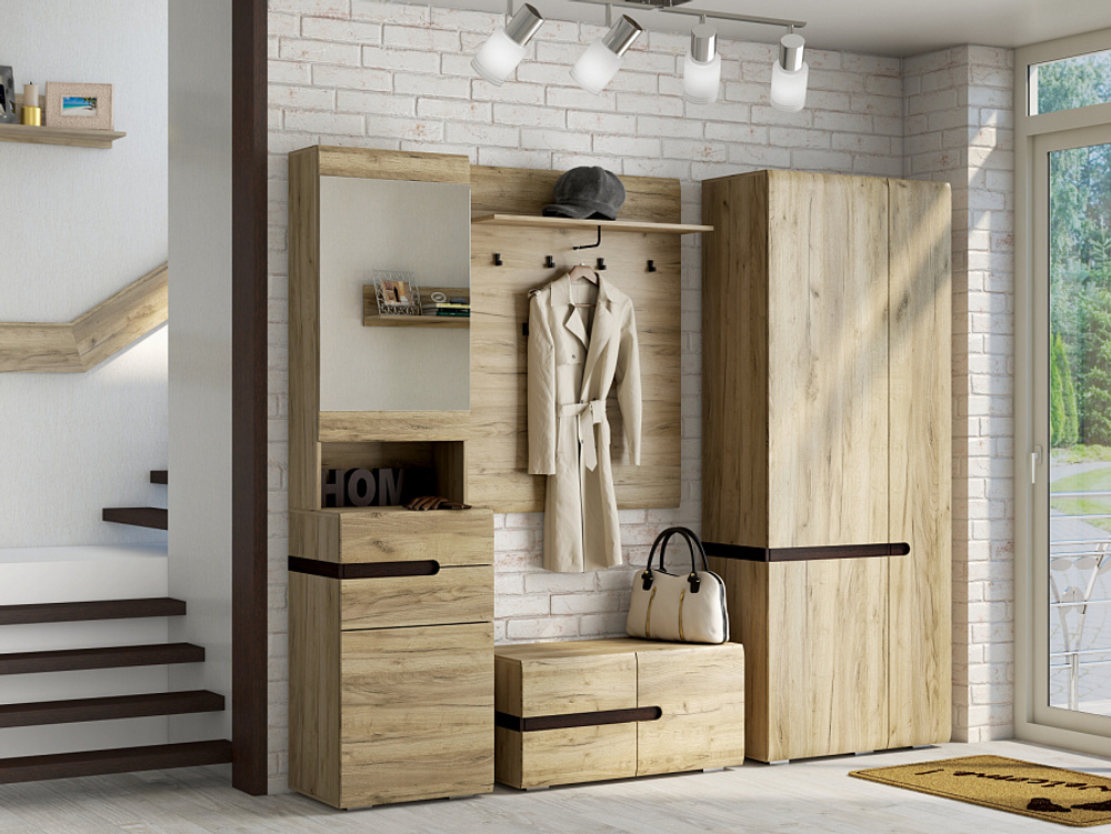 Шкаф 2х. створчатый Ультра серый крафт/дуб приморский + полки