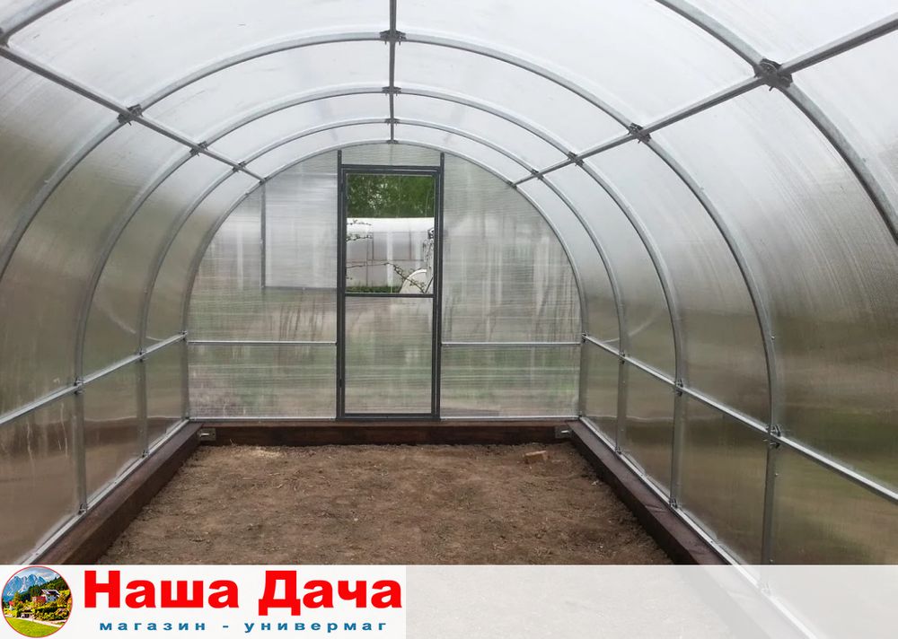 Теплица Усиленная &quot;Стандарт Делюкс&quot; 3х8 метров (каркас + поликарбонат 4 мм) магазин Наша Дача