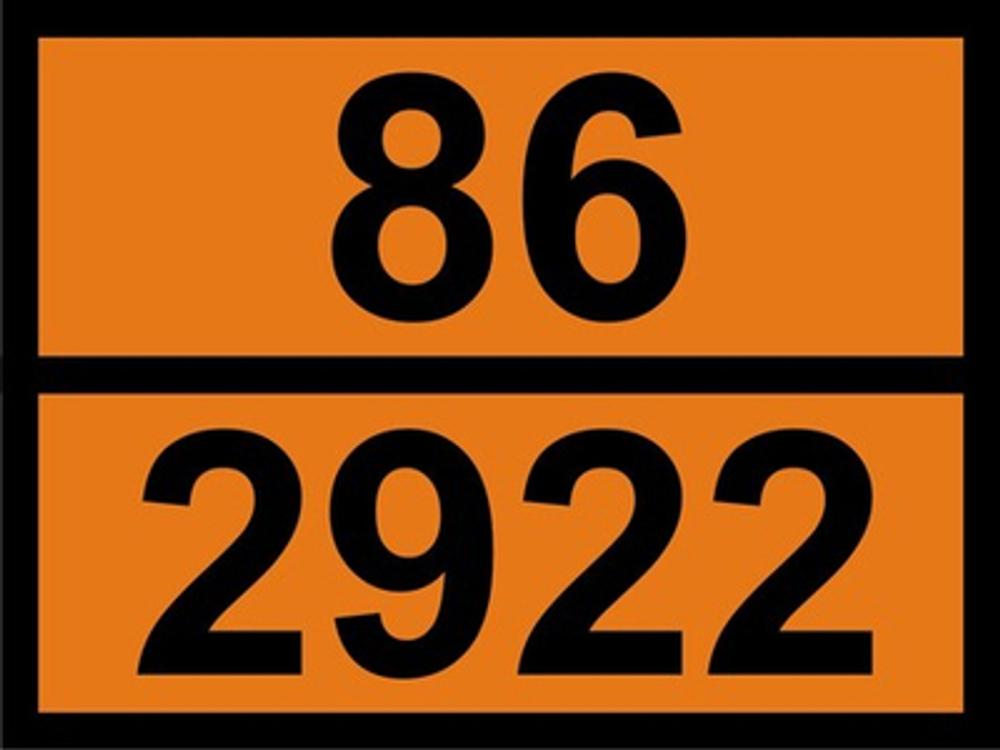 Наклейка "Коррозионная жидкость токсичная 86 / 2922" ДОПОГ