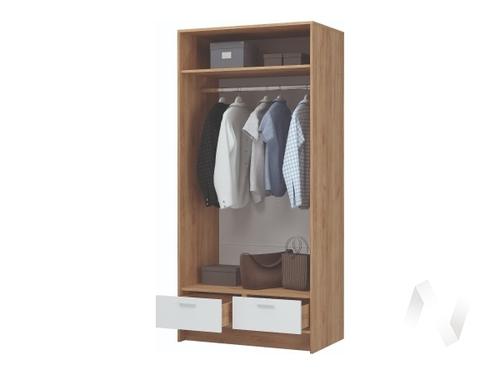 Шкаф 2-х створчатый ШК-02 МС Ирис (дуб крафт золото/белый)