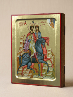 Икона Бориса и Глеба, блг. князей (на конях) на дереве: 125 х 160 (Синопсисъ)