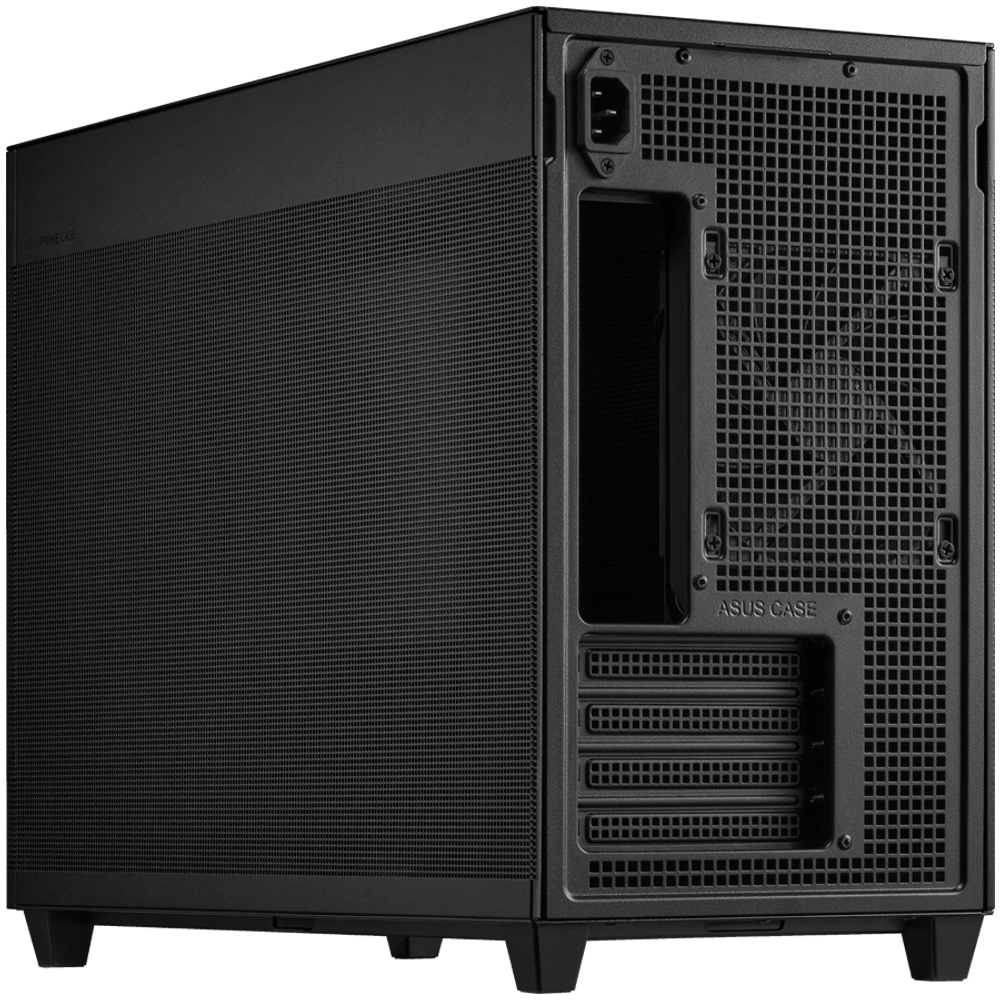 Корпус ASUS Prime AP201 MicroATX Case Black - stylish 33-liter MicroATX case with tool-free side panels and a quasi-filter mesh, with support for 360 mm coolers, graphics cards up to 338 mm long, and standard ATX PSUs
