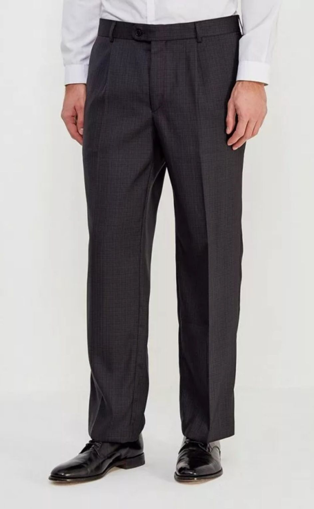 Брюки мужские серые темно-серые классические классика костюмные офисные строгие деловые демисезонные прямые 46 размер клетка в клетку