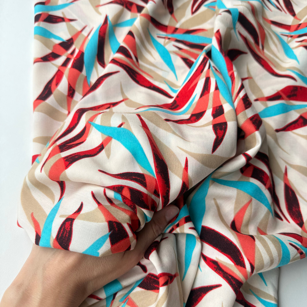 Вискоза (штапель) Амазонка (бордово-бирюзовая)