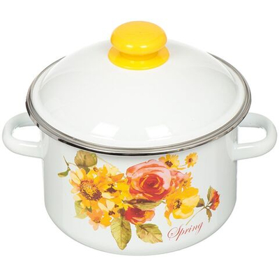 Кастрюля сталь, эмал, 3 л, с крыш, Сиб товары, Весна, 1MD181M, индукц