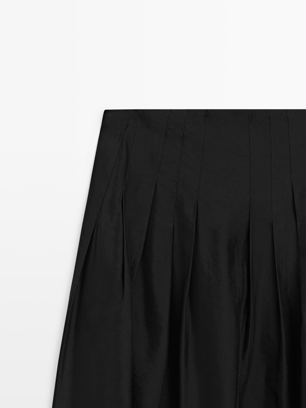 Massimo Dutti Струящаяся юбка миди со складками, черный