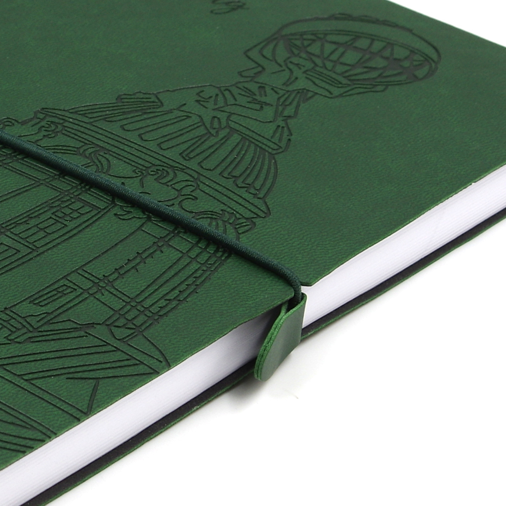 НОВИНКА! Блокнот "Питер. Дом Книги на Невском" в клетку А5 128 листов, гибкая обложка из экокожи (цвет темно-зелёный) с блинтовым тиснением рисунка по полю