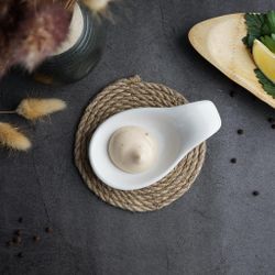 Соусник 25 мл 12*7 см h3 см Mini Mix с ручкой белый фарфор P.L. Proff Cuisine [6]