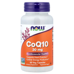 NOW Foods, коэнзим Q10, 30 мг, 60 вегетарианских капсул