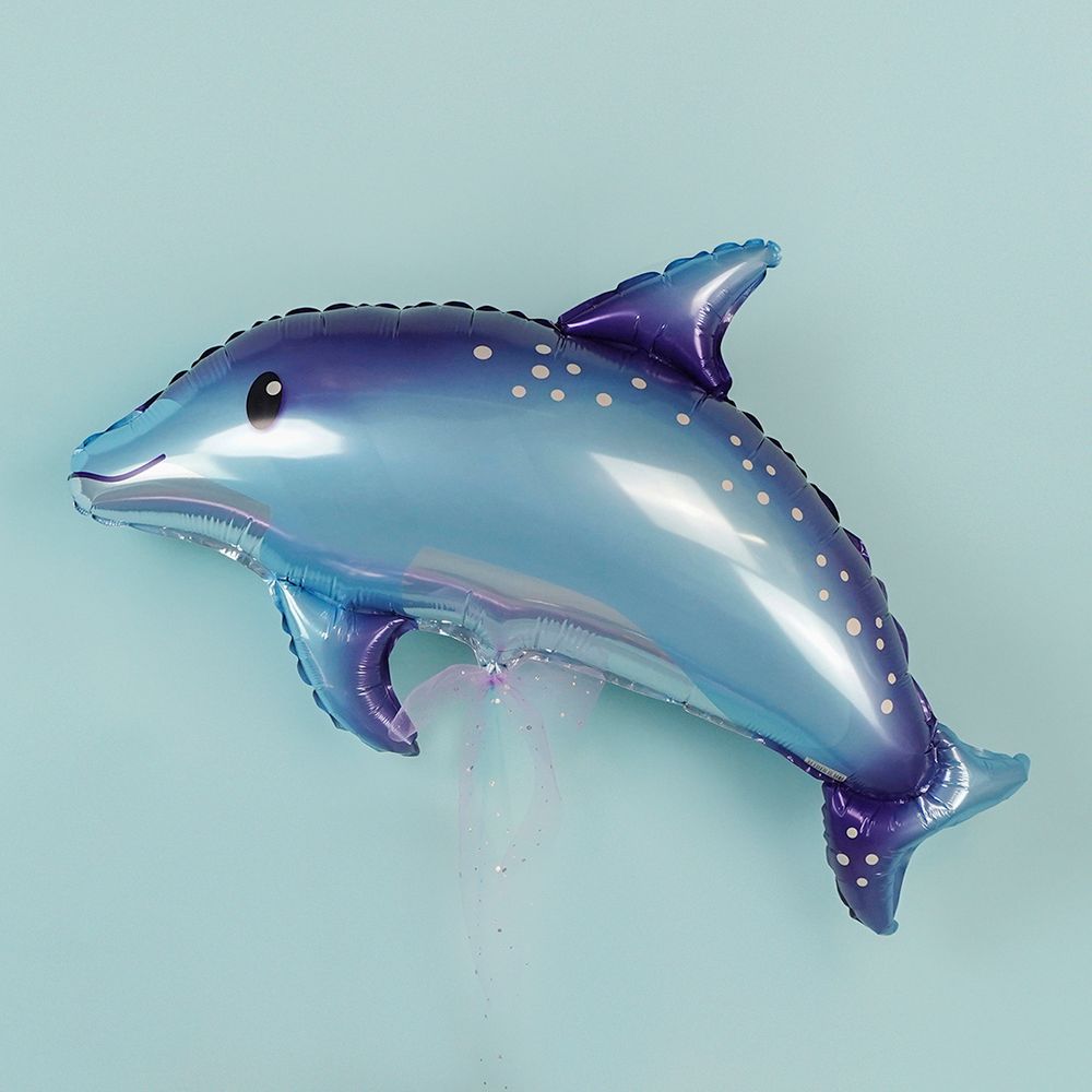 Шар (15''/38 см) Мини-фигура, Дельфин, Синий, 1 шт.