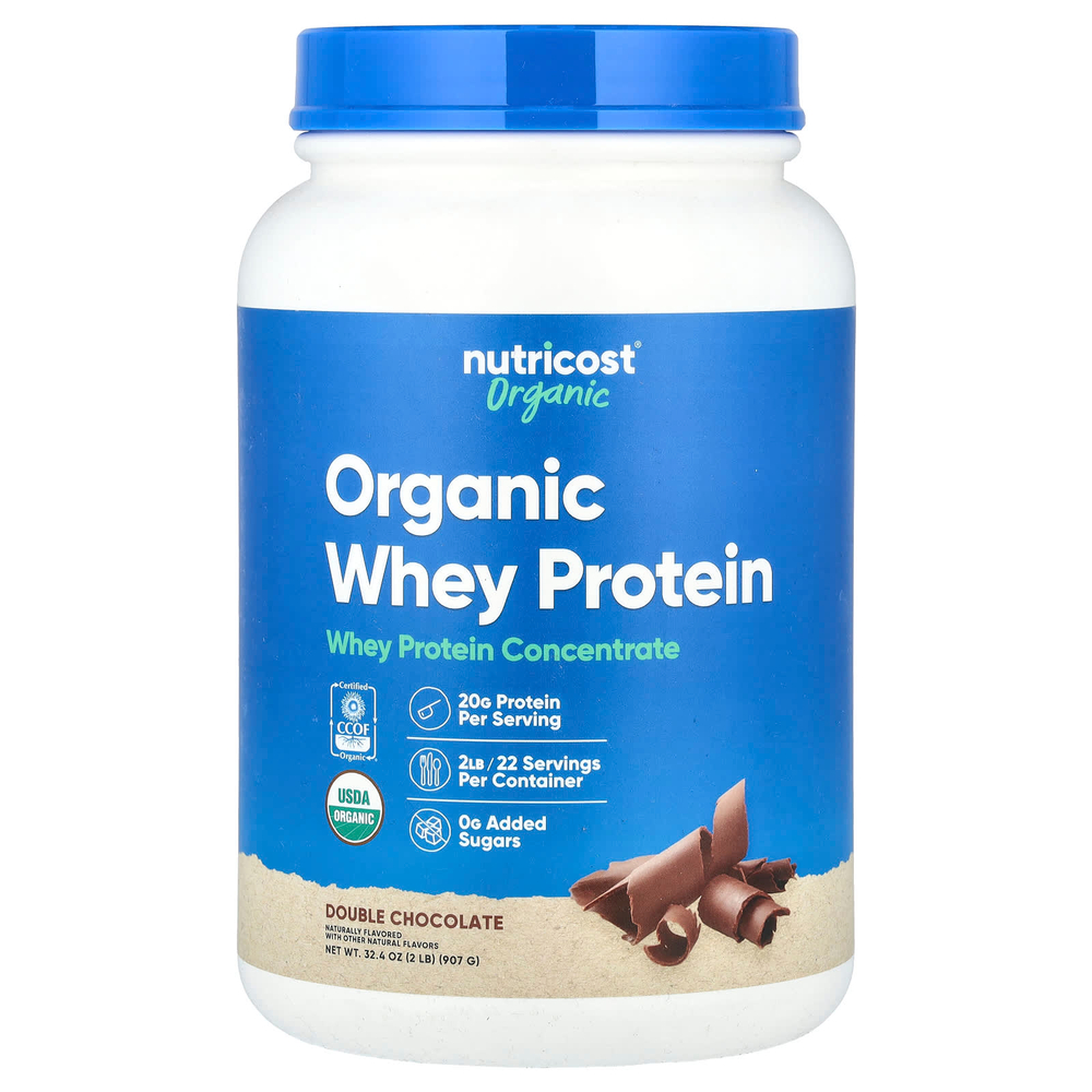 Nutricost, органический сывороточный протеин, двойной шоколад, 907 г (2 фунта)